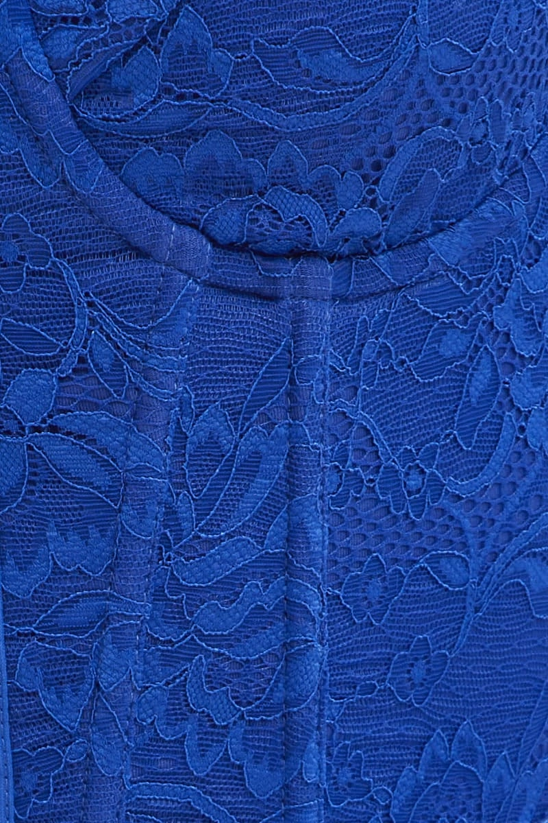 Blue Floral Lace Corset Top Lingerie