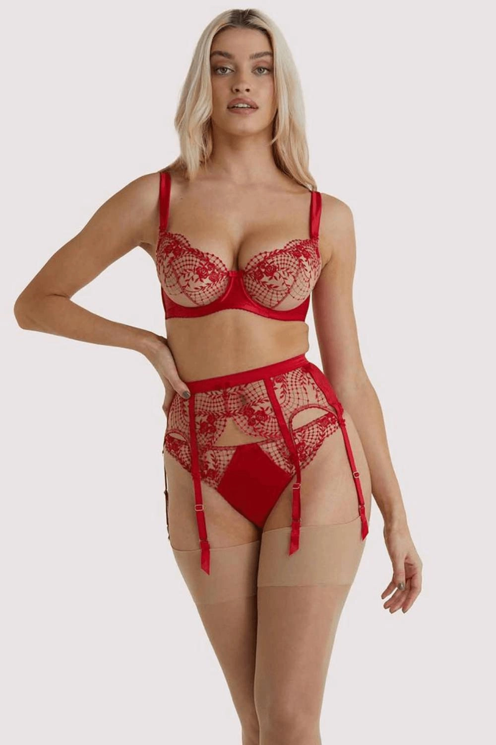 Dita Von Teese Julie's Roses Satin Bikini Panty Roses Red