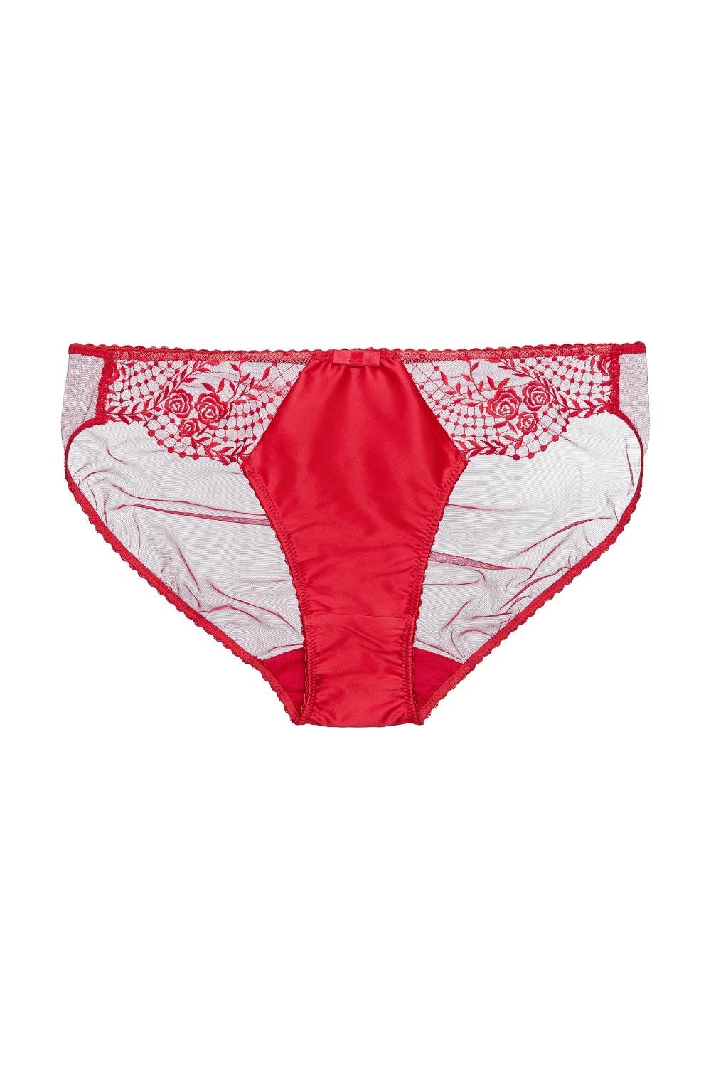 Dita Von Teese Julie's Roses Satin Bikini Panty Roses Red