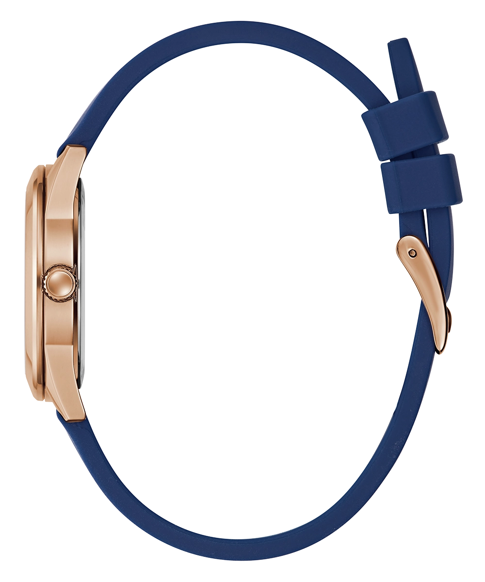 GUESS Ladies Blue Rose Gold Tone Analog Watch