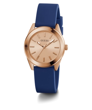GUESS Ladies Blue Rose Gold Tone Analog Watch