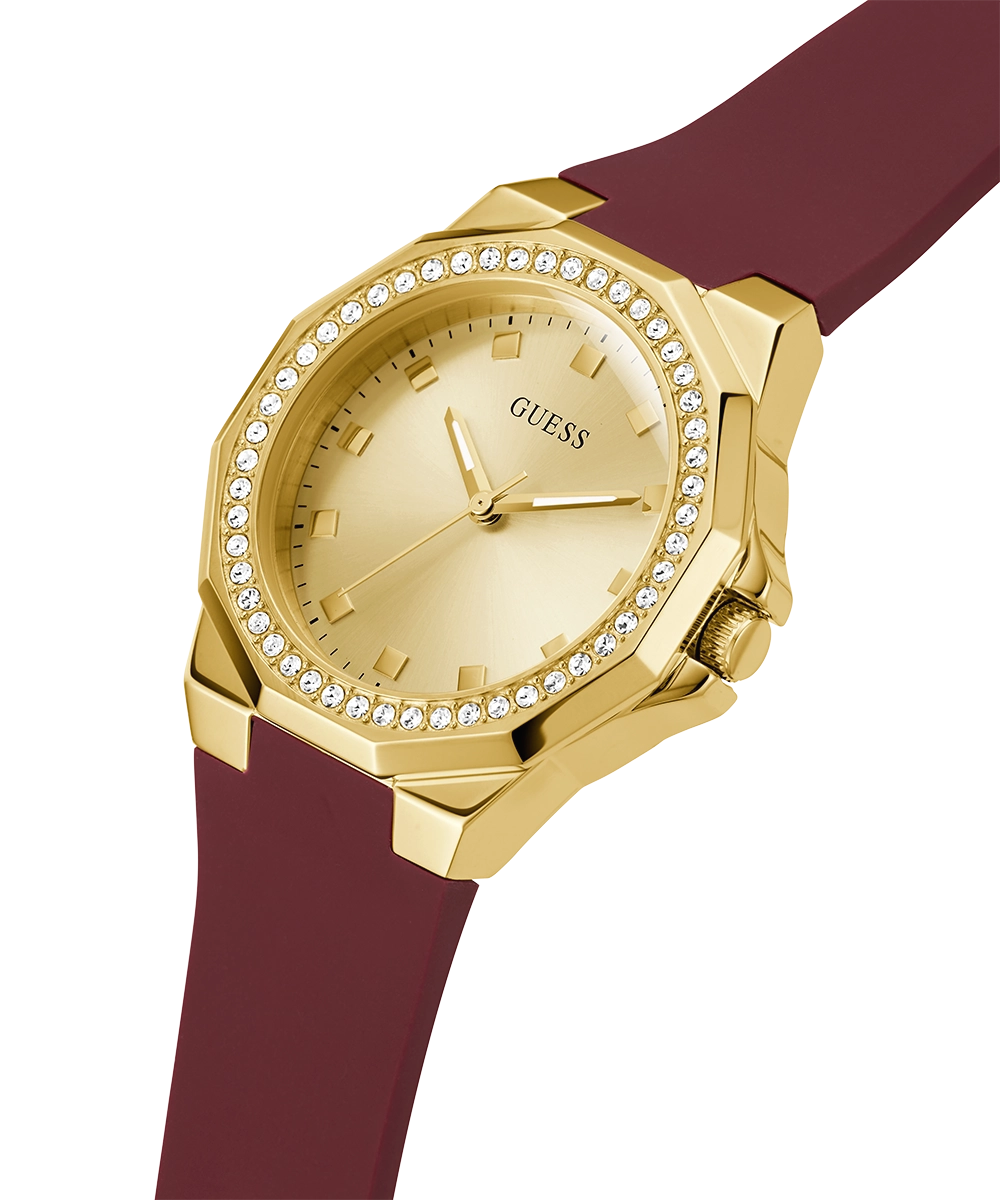 GUESS Ladies Red Gold Tone Analog Watch