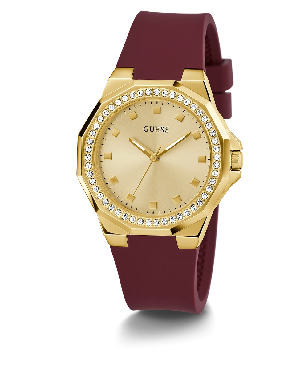 GUESS Ladies Red Gold Tone Analog Watch