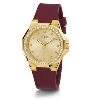 GUESS Ladies Red Gold Tone Analog Watch