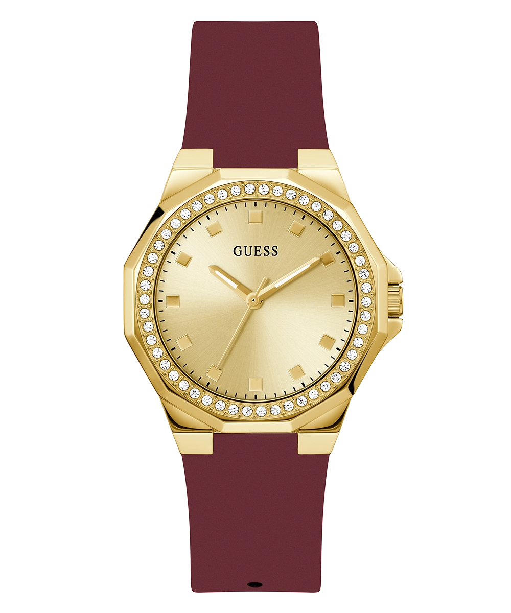 GUESS Ladies Red Gold Tone Analog Watch