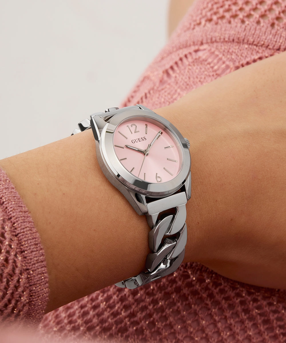 GUESS Ladies Silver Tone Analog Watch Box Set