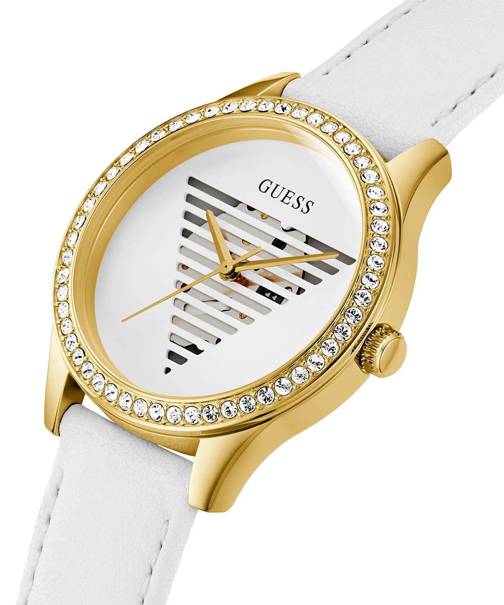 GUESS Ladies White Gold Tone Analog Watch