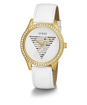GUESS Ladies White Gold Tone Analog Watch