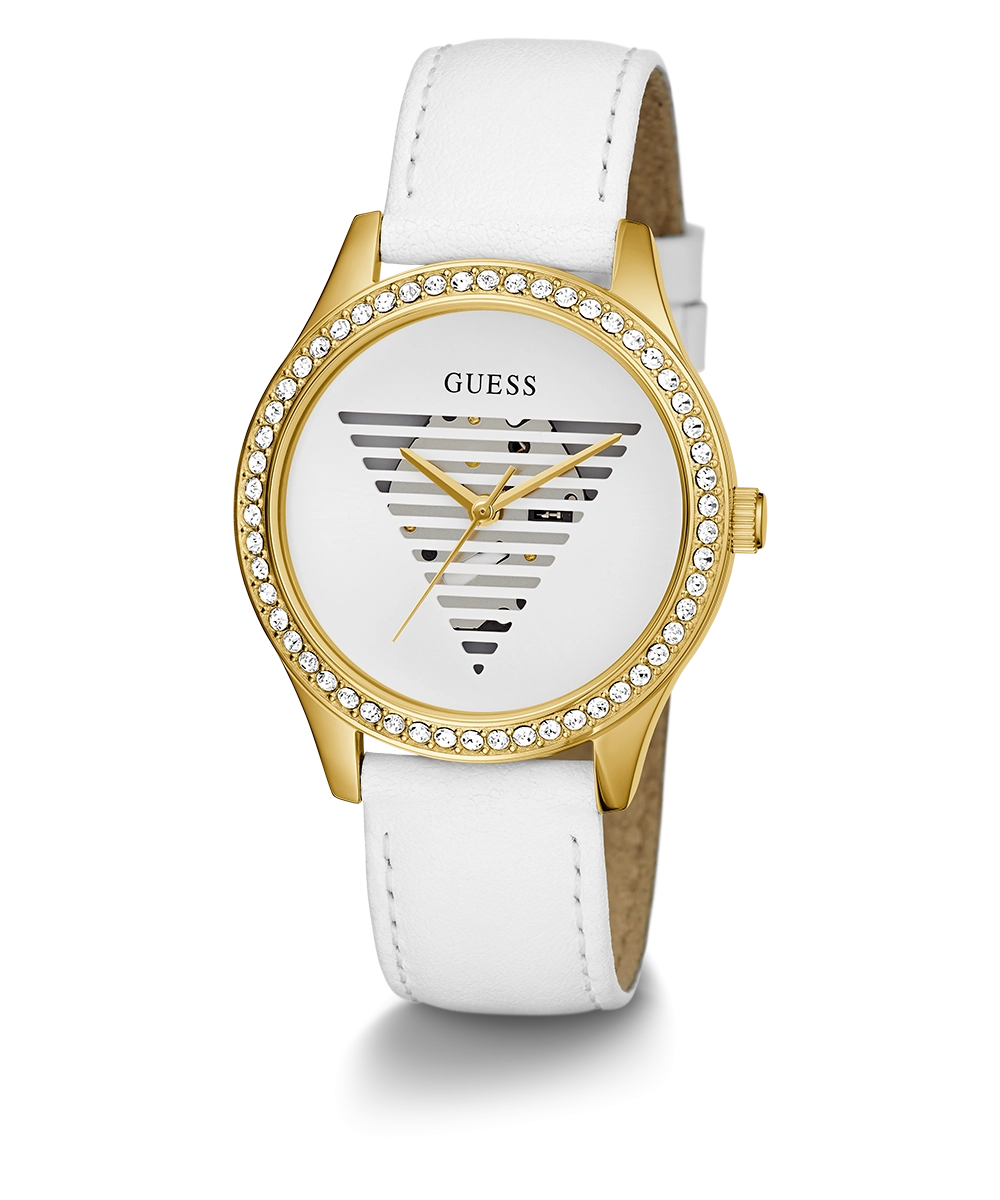 GUESS Ladies White Gold Tone Analog Watch