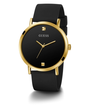GUESS Mens Black Gold Tone Analog Watch