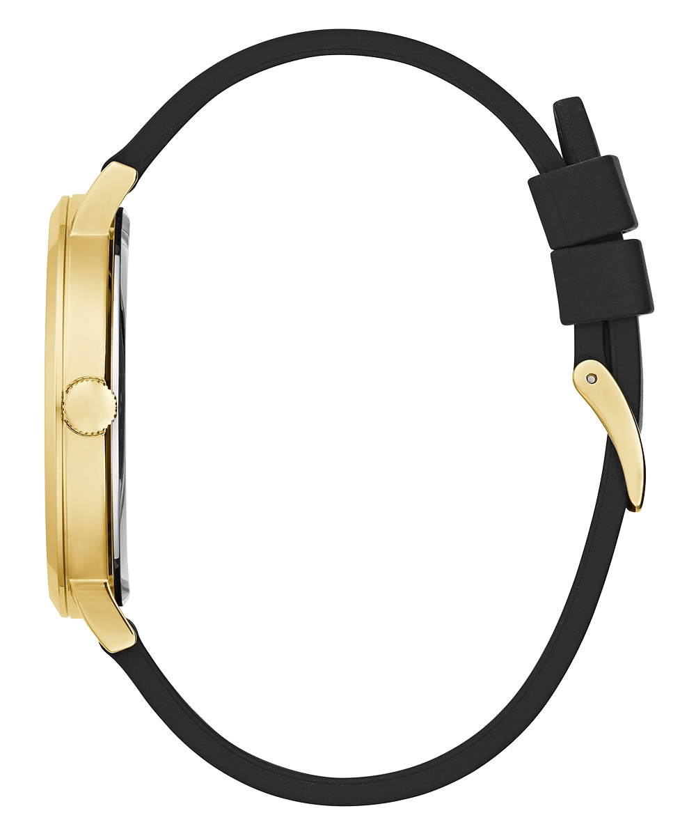 GUESS Mens Black Gold Tone Analog Watch