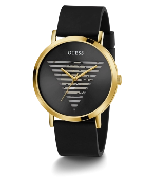 GUESS Mens Black Gold Tone Analog Watch