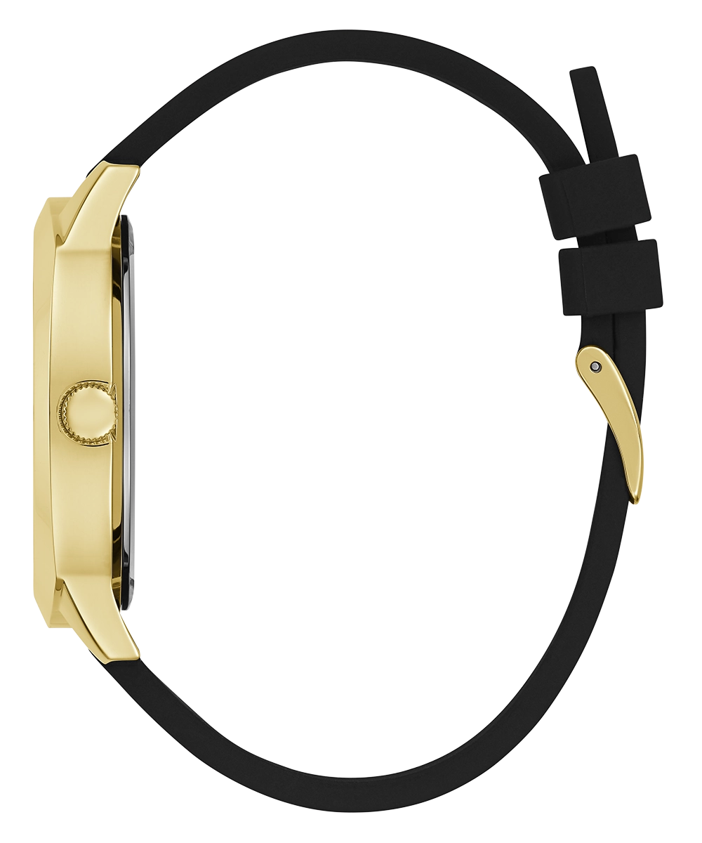 GUESS Mens Black Gold Tone Analog Watch