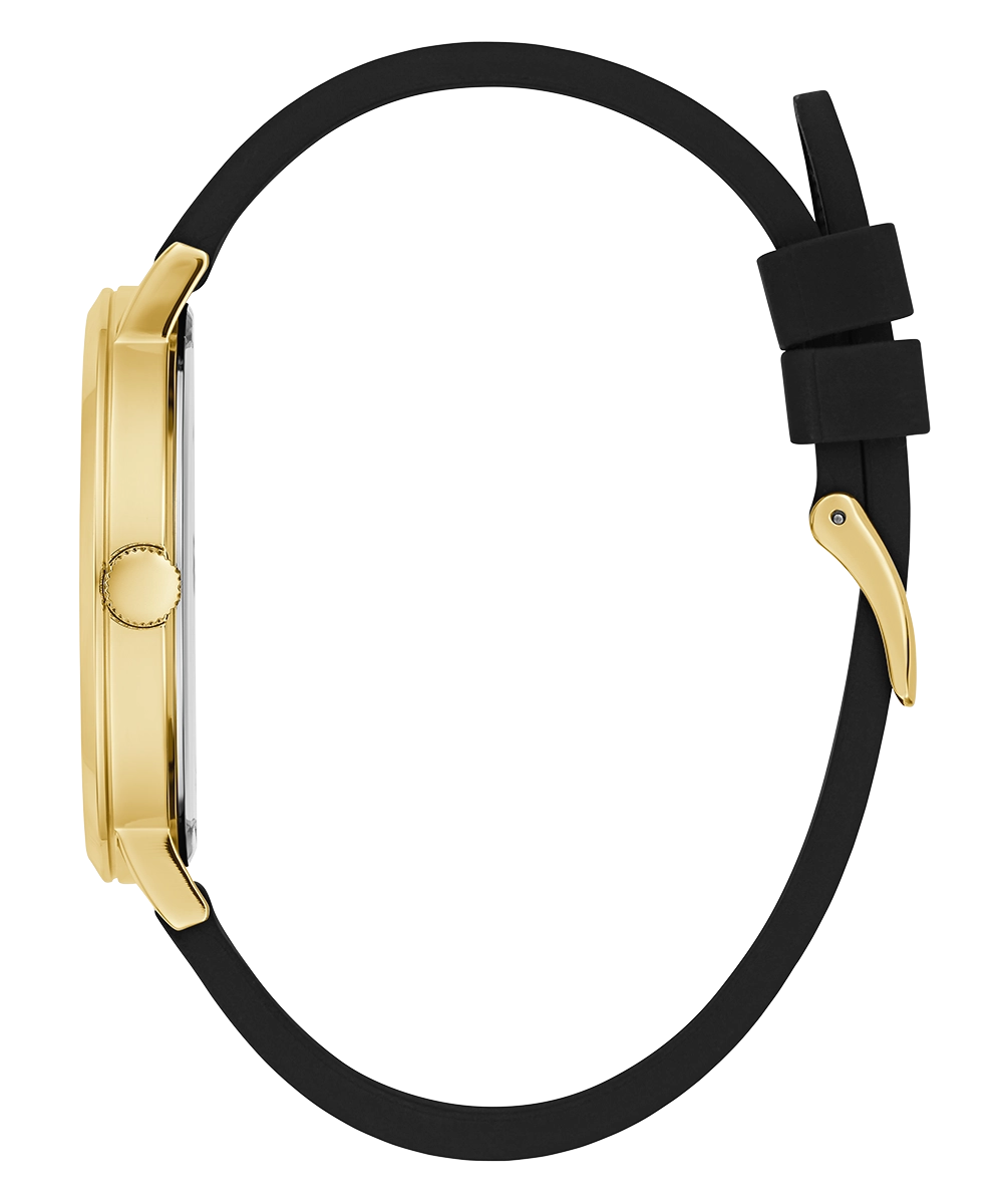 GUESS Mens Black Gold Tone Analog Watch