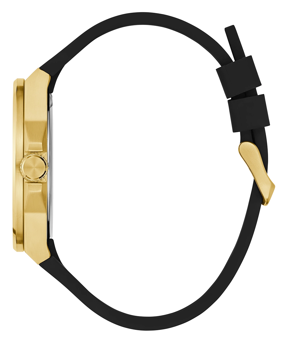 GUESS Mens Black Gold Tone Analog Watch