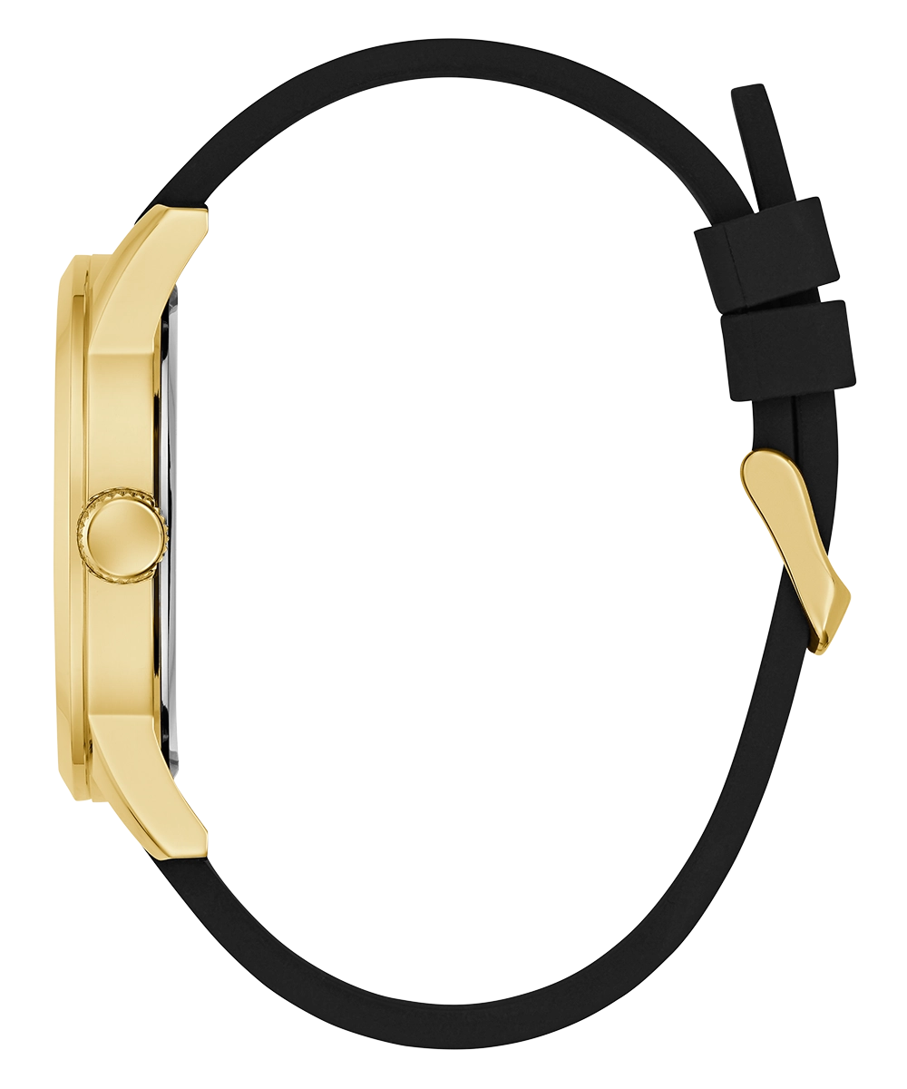 GUESS Mens Black Gold Tone Analog Watch