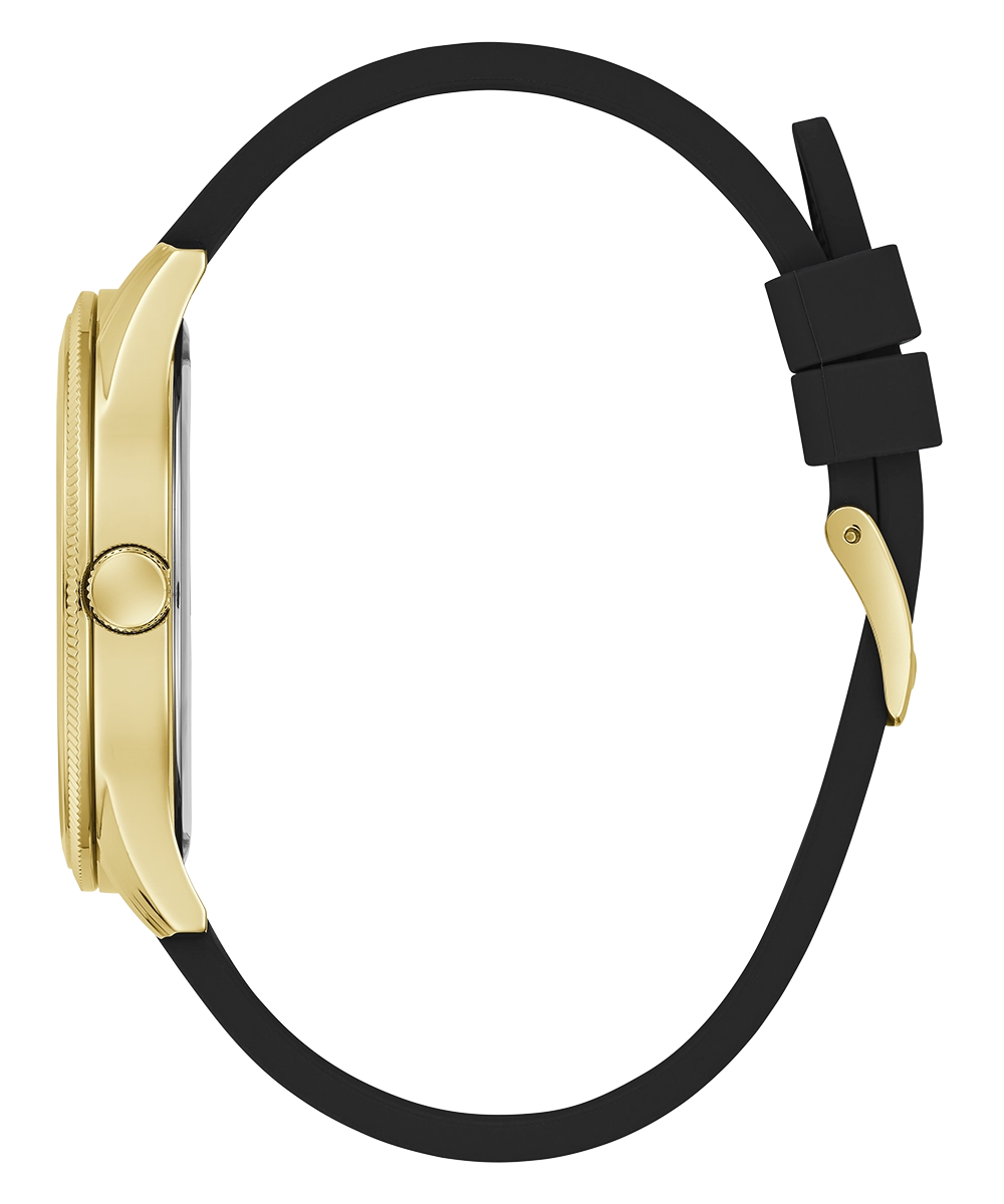 GUESS Mens Black Gold Tone Analog Watch