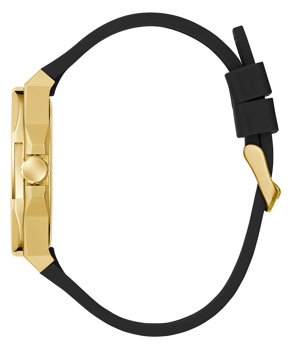 GUESS Mens Black Gold Tone Analog Watch