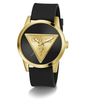 GUESS Mens Black Gold Tone Analog Watch