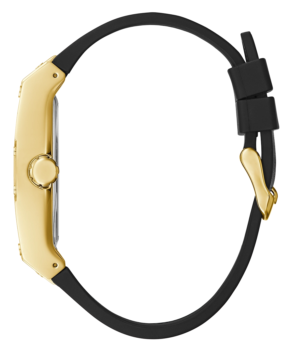 GUESS Mens Black Gold Tone Multi-function Watch