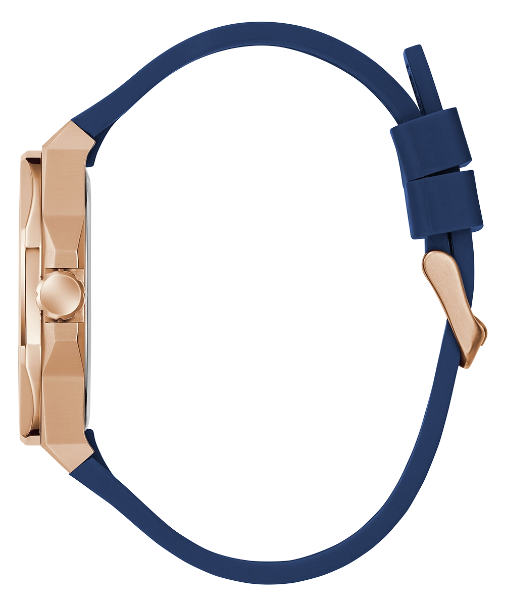GUESS Mens Blue Rose Gold Tone Analog Watch