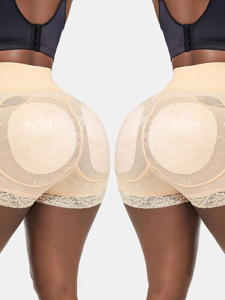 High Waist Lace Trim Butt-enhancing Shaping Shorts