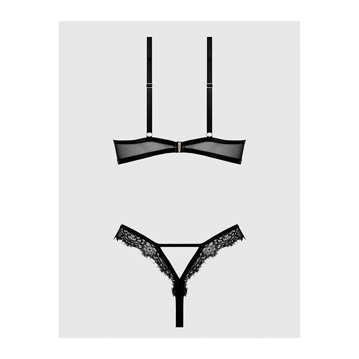 House of Desire Nadia Lace & Mesh Cutout Teddy Black