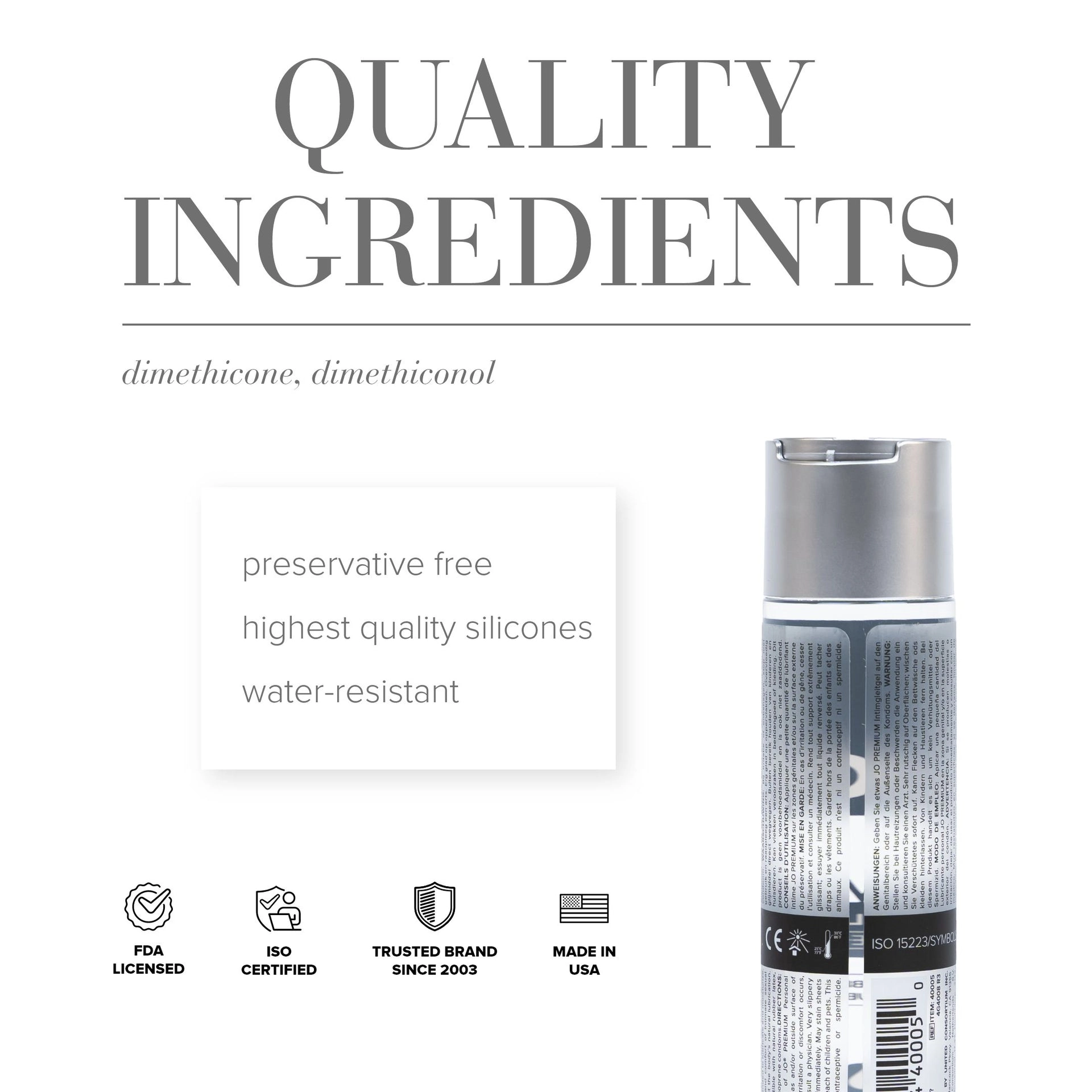 JO Premium Original Silicone Lubricant - 2 oz