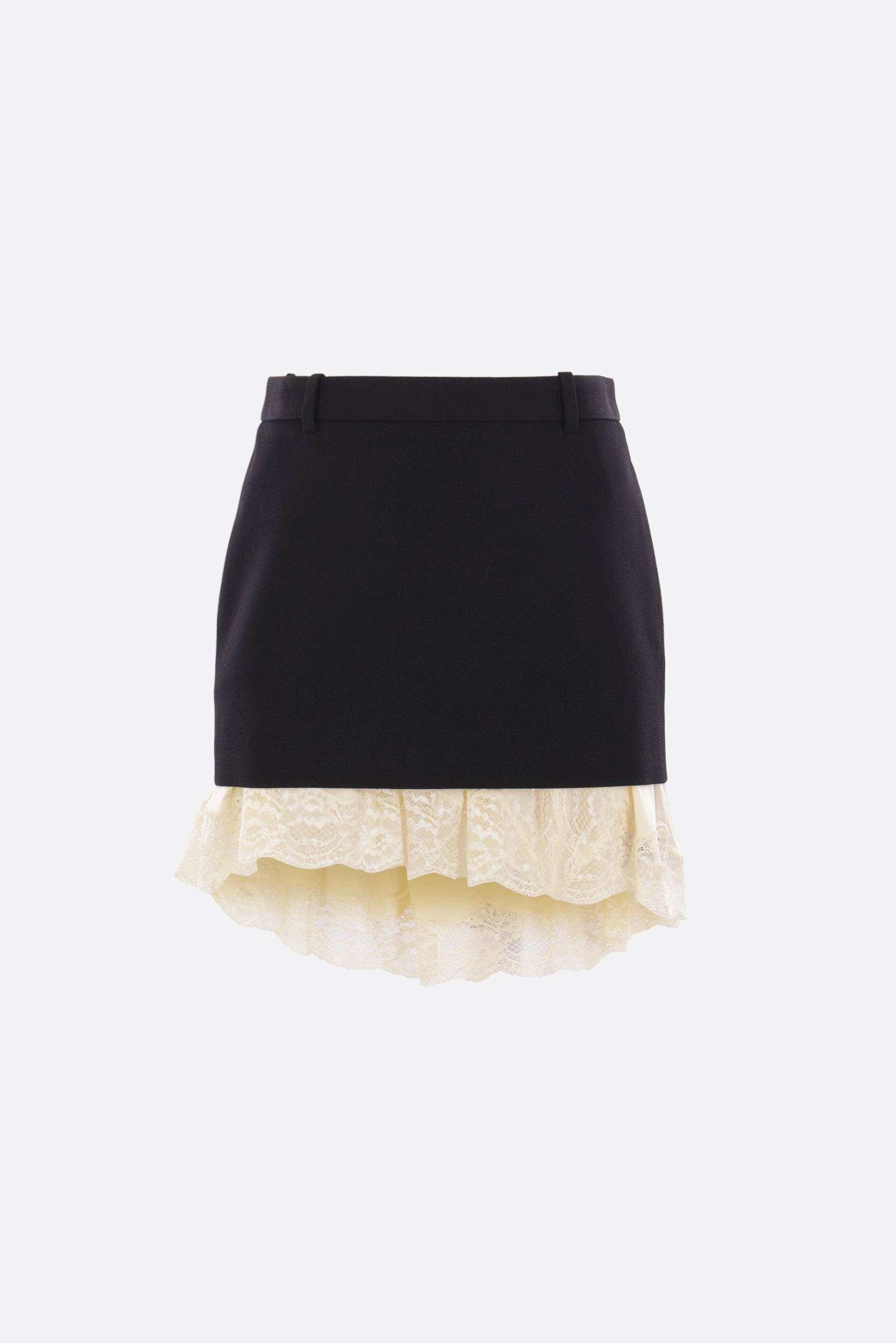 Lingerie mini skirt in wool and lace