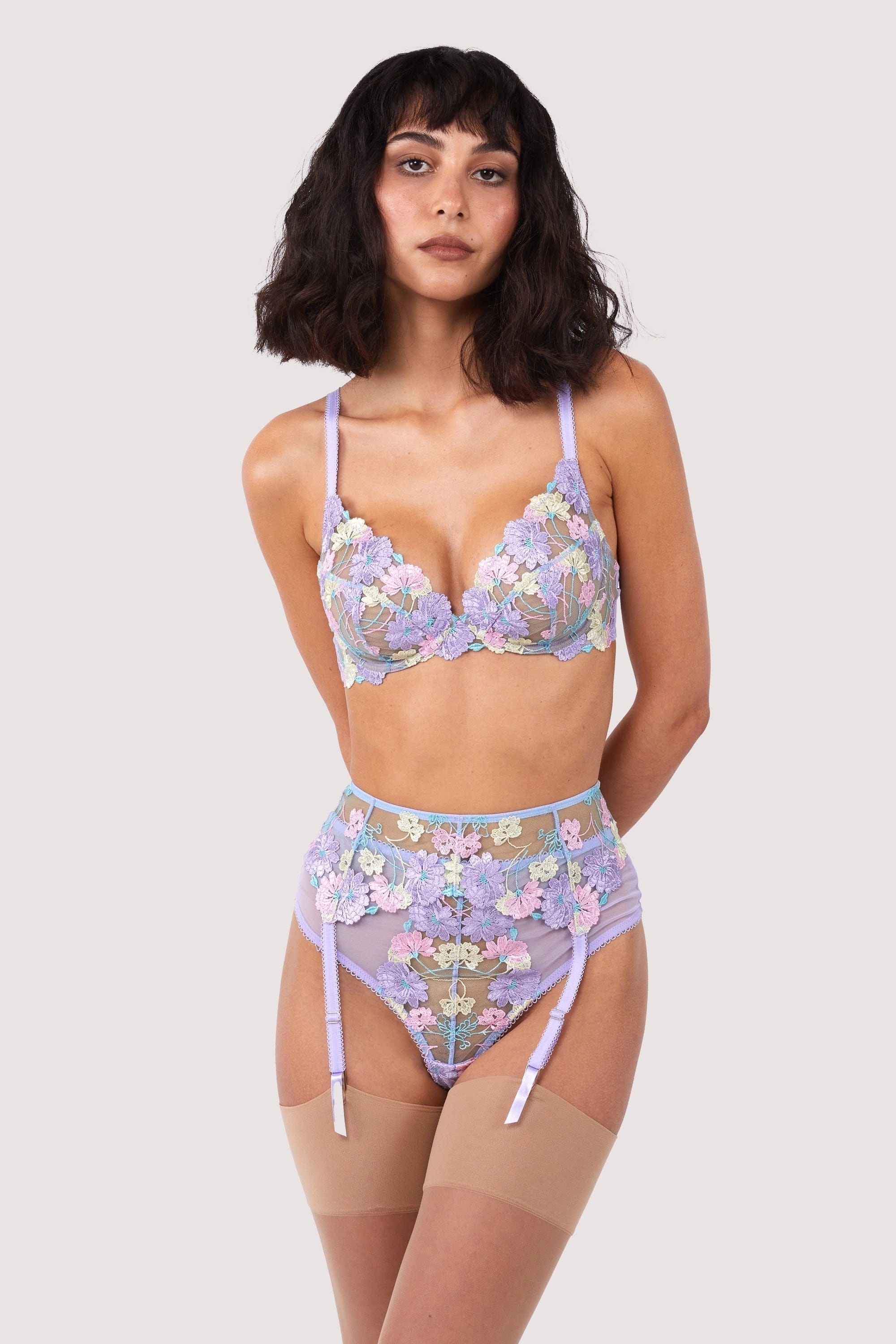 Luna Pastel Embroidery Picot Elastic Bra