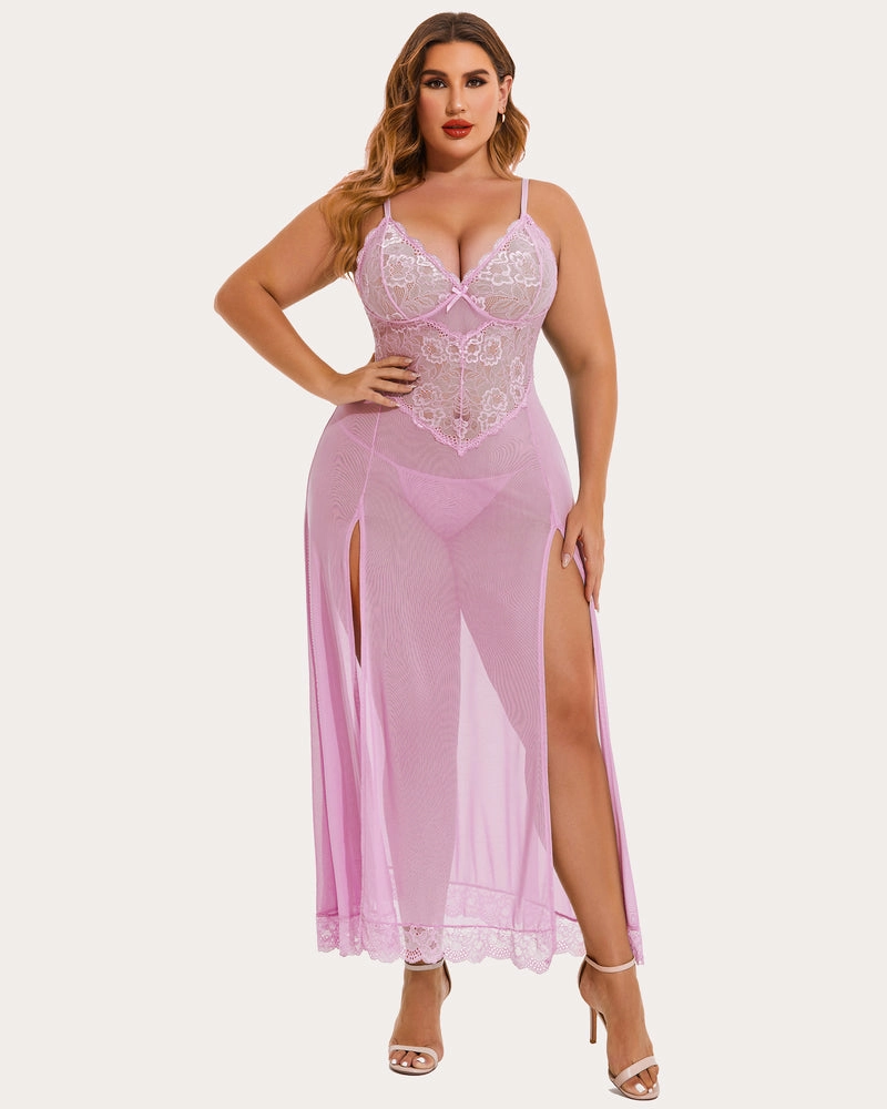 Mesh Maxi Side Slits Dress