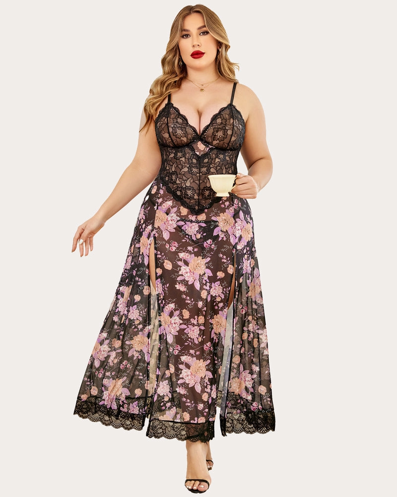 Mesh Maxi Side Slits Dress