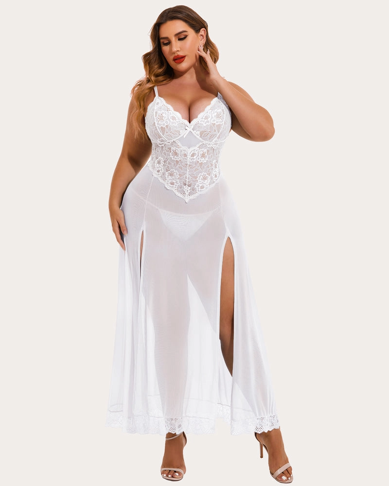 Mesh Maxi Side Slits Dress