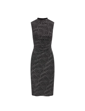 Metallic Swirl Side Ruched Midi Dress- Sale
