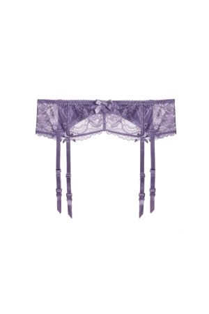 Sexy Purple Floral Lace Trim Garter Lingerie