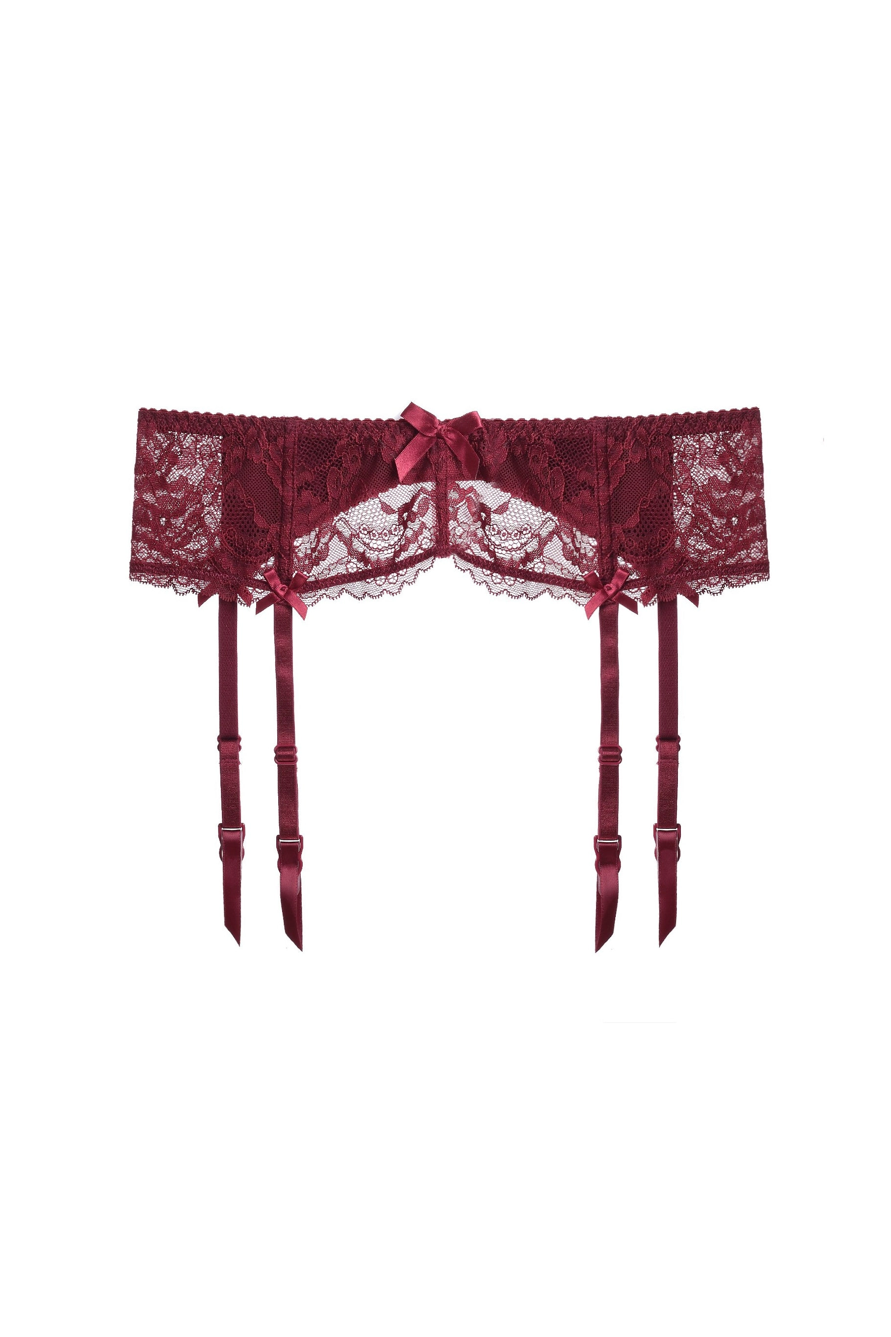 Sexy Red Floral Lace Trim Garter Lingerie