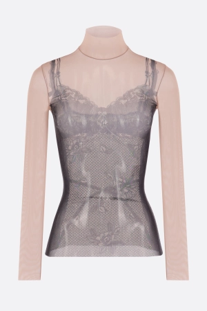 Trompe l'Œil Lingerie top in stretch mesh