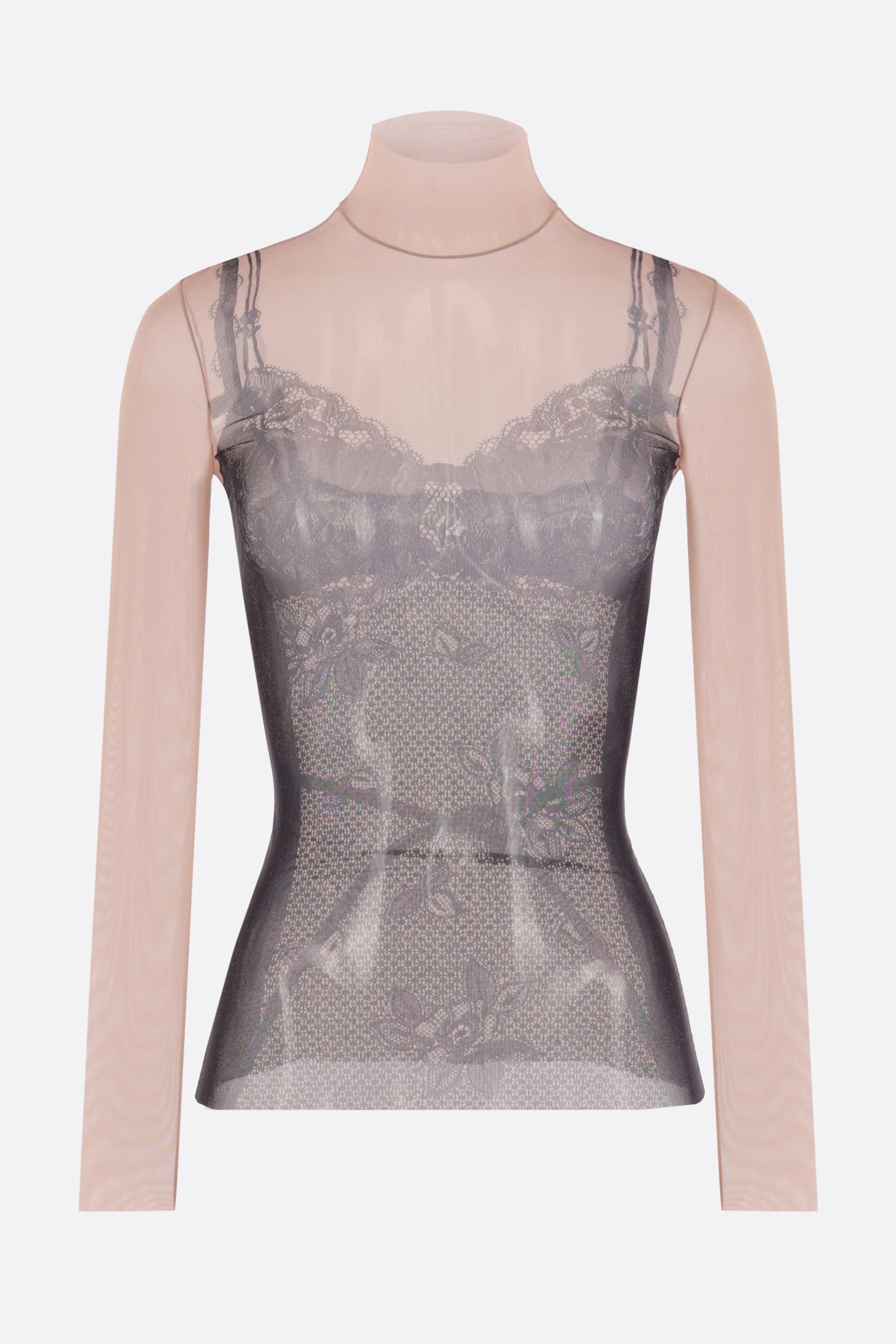 Trompe l'Œil Lingerie top in stretch mesh