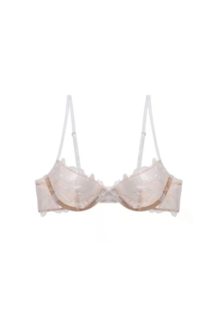 White Magic Flower Embroidery Mesh Bra Lingerie