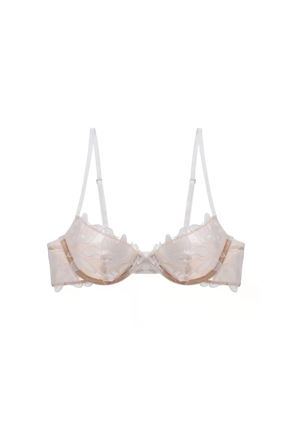 White Magic Flower Embroidery Mesh Bra Lingerie