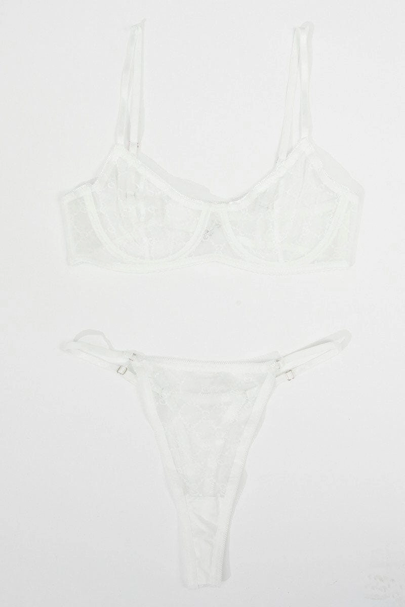 White Mesh Lingerie Set